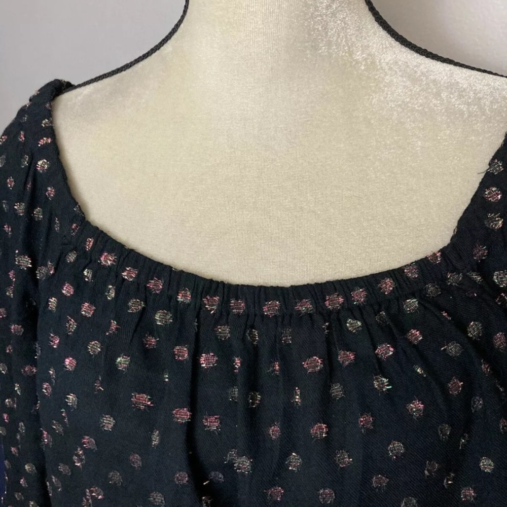 8-22 Ann Taylor LOFT black blouse top shirt peasant off shoulder Medium NWT - Picture 3 of 4